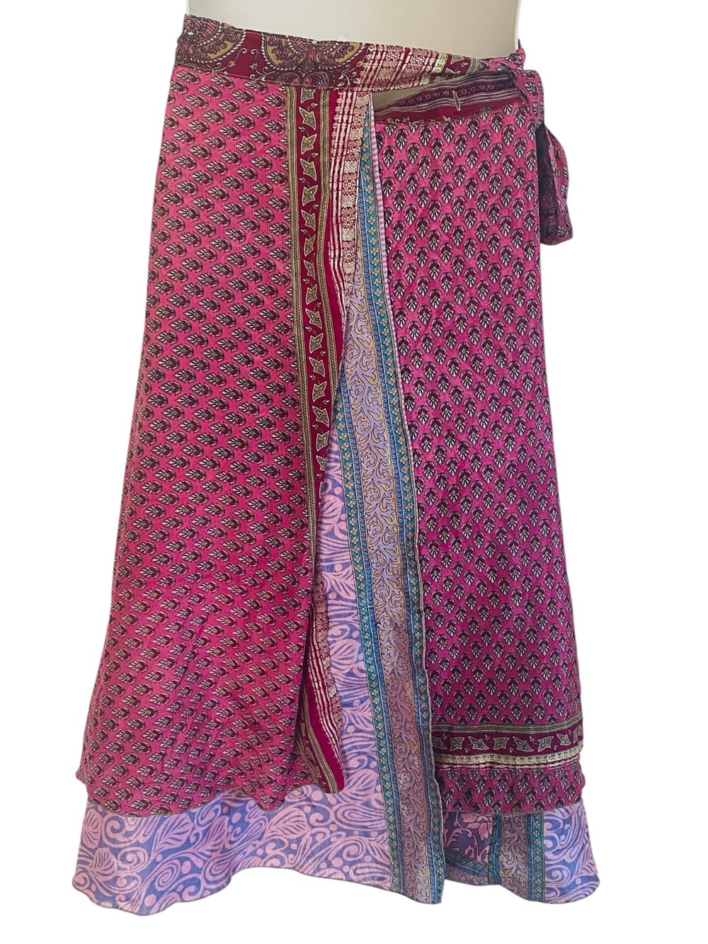 Darn Good Yarn Reversible Sari Silk Wrap Ankle Length Skirt Sz XL 14-20 NWT